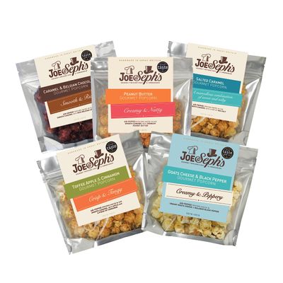 Joe &amp; Seph's Bestsellers Popcorn Tasting Box (5x30g) gourmet popcorn, air-popped popcorn, 5 flavours, gifts for men and women, selection box, popcorn for a party, movenight snacks