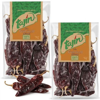 Tajin Dried Guajillo Chillies 2 x 75g Authentic Mexican Whole Dried Chillies Mild to Medium Heat Ideal for Birria, Mole, Enchilada Sauce, Salsa & Marinades