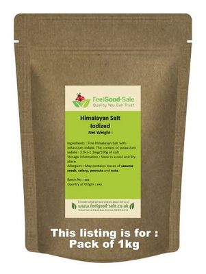 1kg Iodized Pink Himalayan Rose Salt Iodised Fine Grade (Pack Of 1)