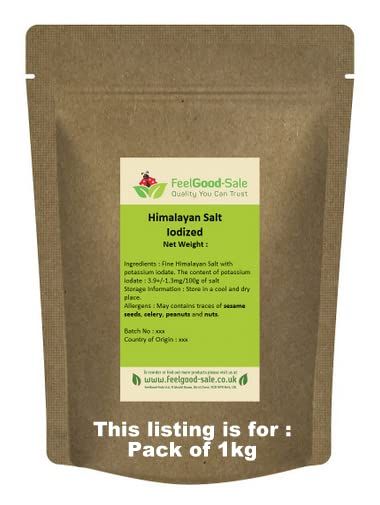 1kg Iodized Pink Himalayan Rose Salt Iodised Fine Grade (Pack Of 1)