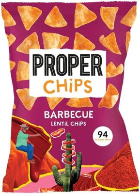 PROPER Barbecue Lentil Chips, Vegan, Gluten Free Snacks, Sharing Bags - 85g Pack