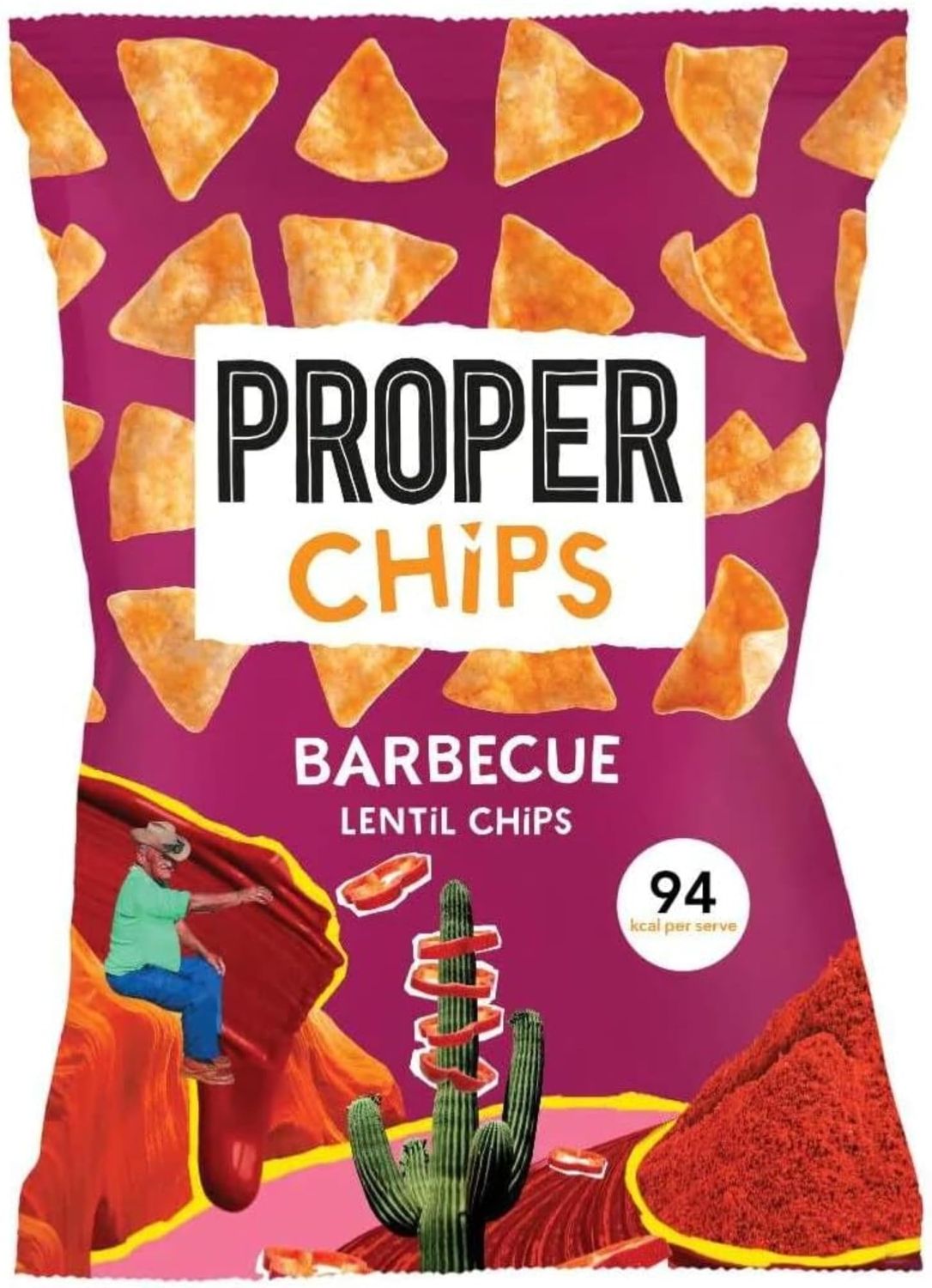 PROPER Barbecue Lentil Chips, Vegan, Gluten Free Snacks, Sharing Bags - 85g Pack