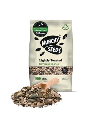 Munchy Seeds Lightly Toasted 7 Seed Mix, Pumpkin Seeds, Sunflower Seeds, Hemp, Chia, Rapeseed, Flaxseeds, Seeds for Baking, Breakfast Cereals &amp; Granola, Mixed Seeds to Eat, Mixed Seeds for Eating 500g