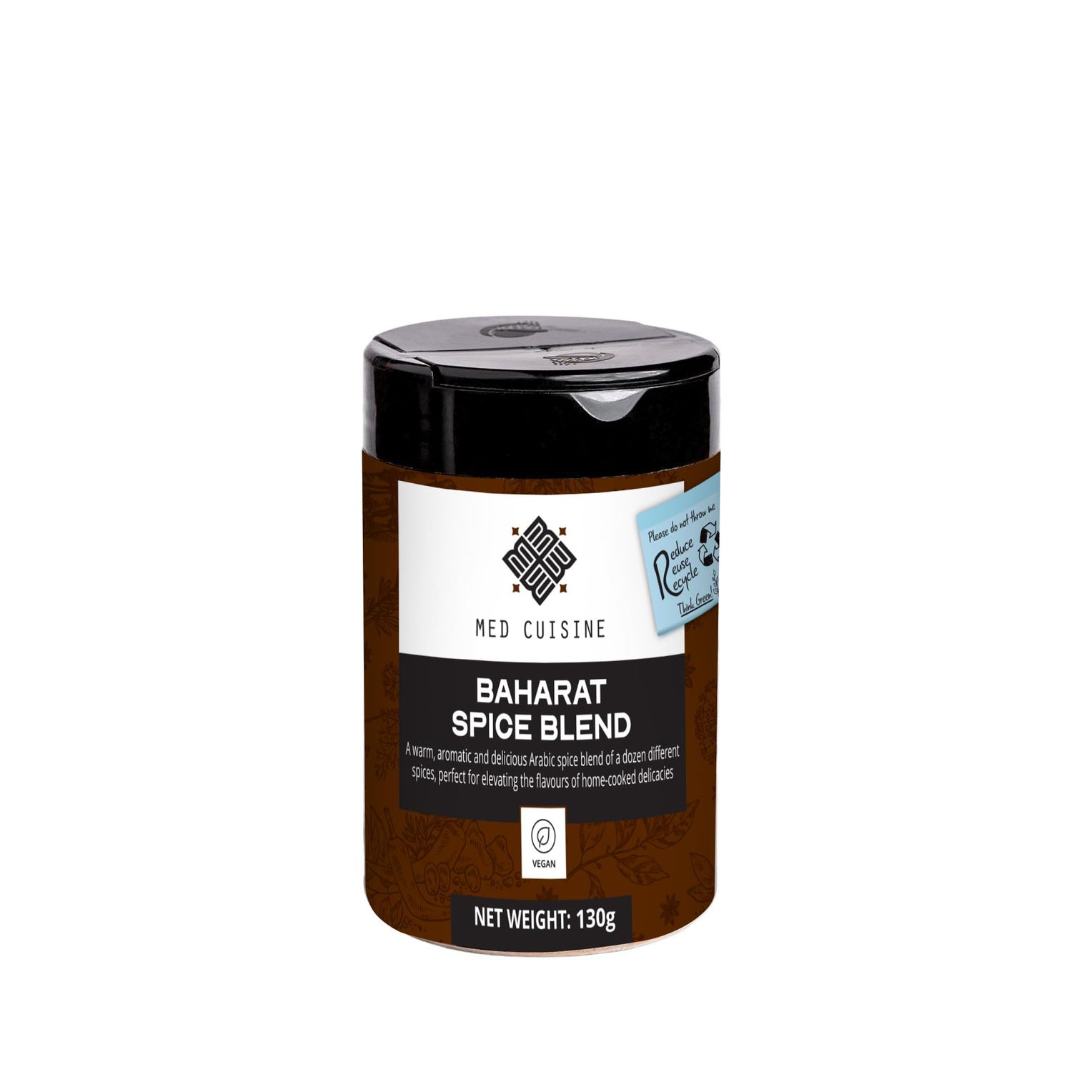 Med Cuisine "Baharat" 130GR - Aromatic Middle Eastern Seasoning Blend For Meat, Fish, Poultry &amp; Vegetables - Vegan Baharat Spice Mix - Non-GMO Arabic Spices Mix