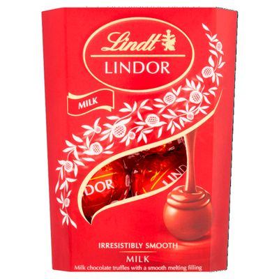 Lindt Lindor Milk Chocolate Truffles - 37g - Smooth Melting Filling - Treat or Stocking Filler for Him &amp; He