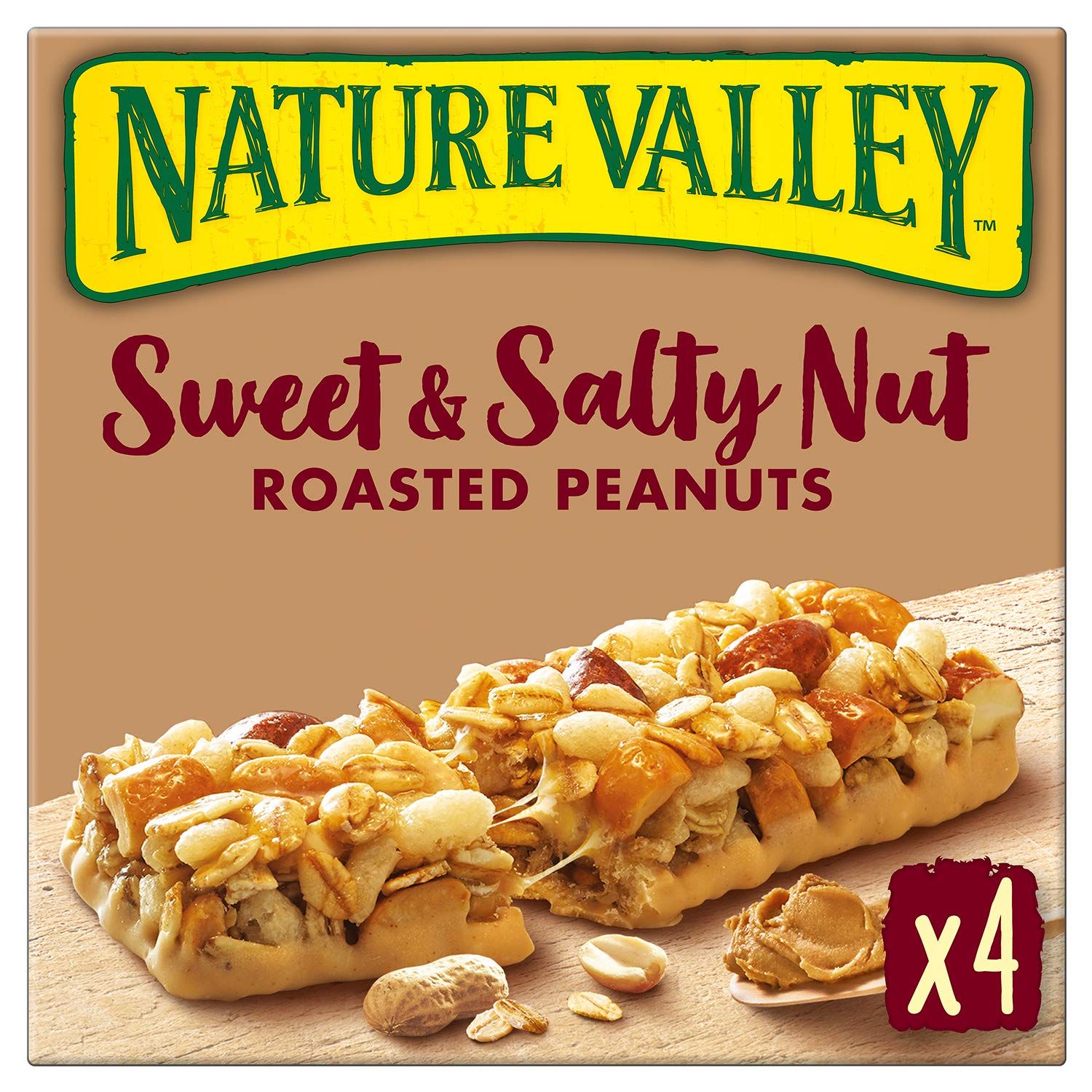 Nature Valley Sweet &amp; Salty Nut Roasted Peanuts Cereal Bars 4 x 30g (Pack of 8, Total 32 Bars)