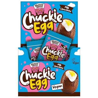 Mummy Meegz Chuckie Egg Case Pack (24 Vegan Chocolate Eggs) - Bulk Chocolate Multipack with Creamy Shell and Gooey Fondant Centre, Individually Wrapped, No Palm Oil