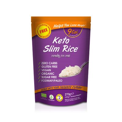 Eat Water Keto Slim Rice (Pack of 5 x 270g) Instant Organic Konjac Rice, Zero Carb, Low Calorie, Gluten, Fat &amp; Sugar Free, Ready to Eat, Vegan High Fibre Food for Paleo Diet Friendly
