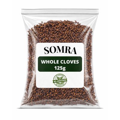 Somra - Whole Cloves 125g - Premium Clove Buds (Laung), Dried Whole Clove Spice - Ideal Whole Spices for Cooking, Chai Tea, Garam Masala, Herbal Tea - Resealable Bag