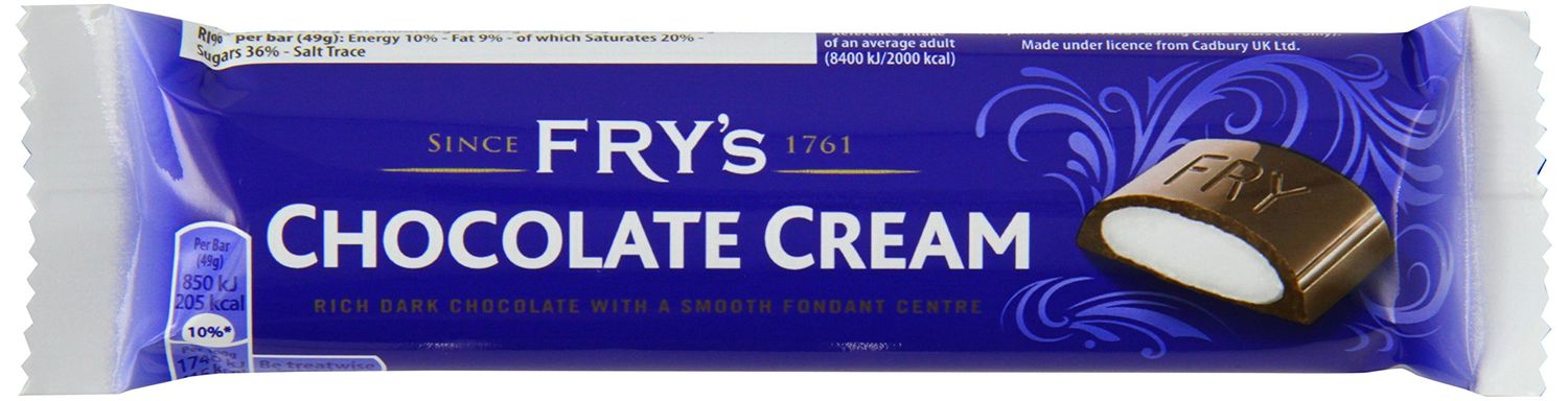 Fry's Chocolate Cream Bar, Rich Dark Chocolate with a Smooth Fondant Centre 49 g (Pack of 1)