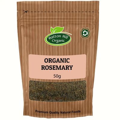Organic Dried Rosemary 50g by Hatton Hill Organic Aromatic Herb for Cooking, Baking &amp; Infusions