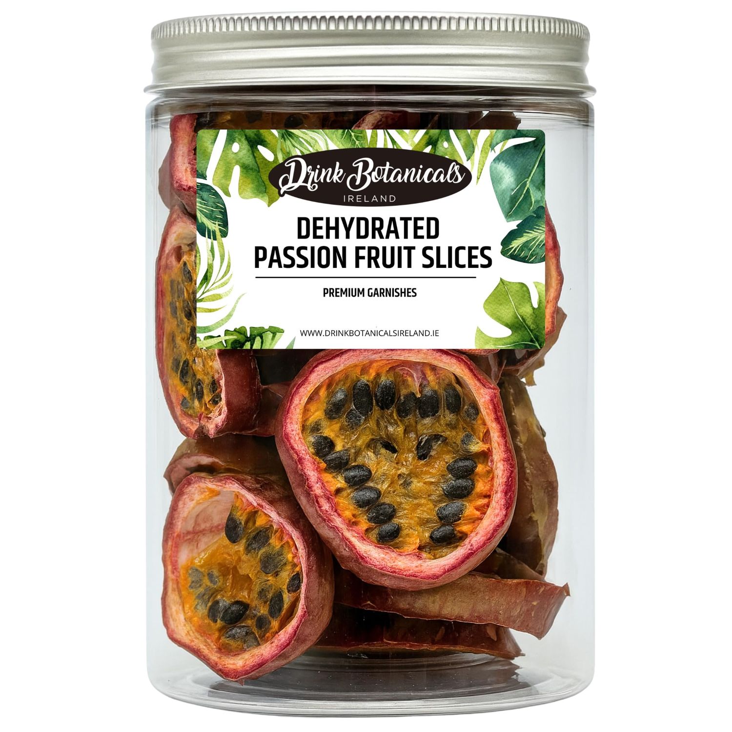 Drink Botanicals Ireland Dehydrated Dried Passion Fruit Slices 20+ Slices Approx 100% Natural Passion Fruit For Garnishing Cocktails Mocktails, Cakes 40 Grams 1.41 oz PET Recyclable Jar