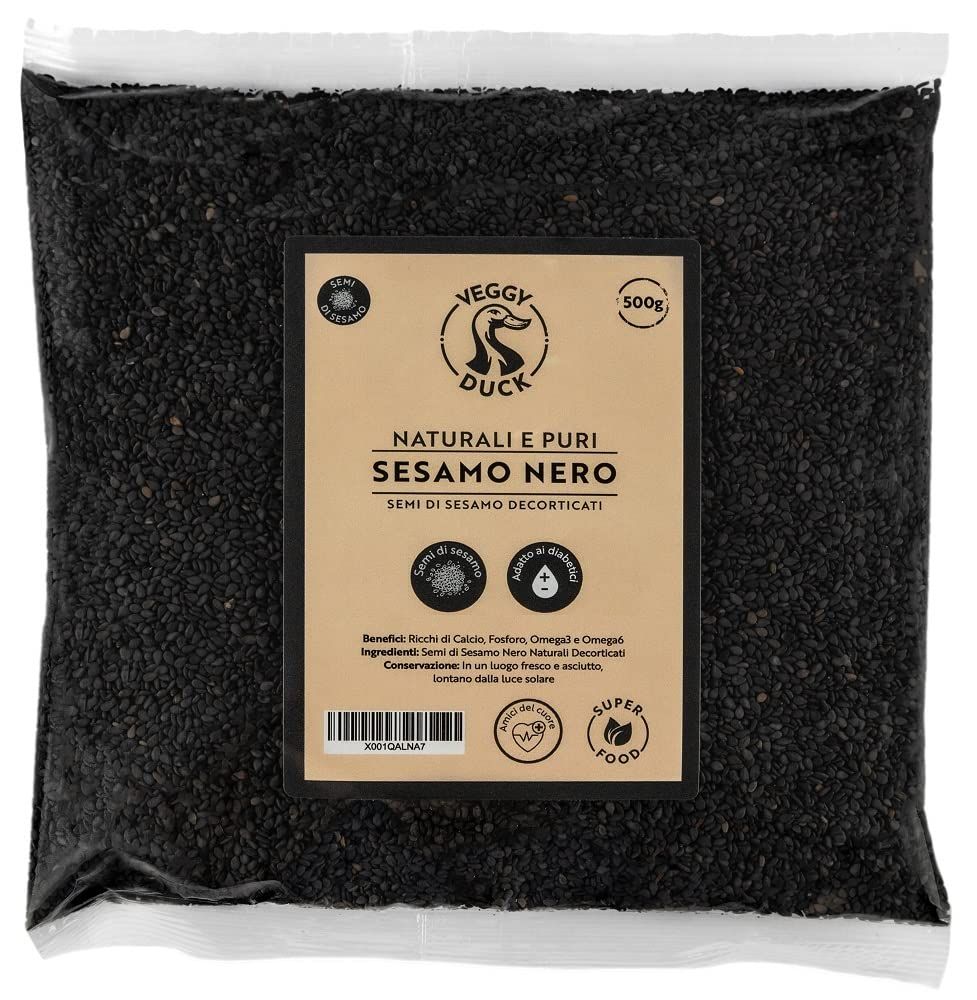 Veggy Duck - Natural Black Sesame Seeds (500g) - Premium Quality Hulled GMO Free