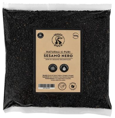 Veggy Duck - Natural Black Sesame Seeds (500g) - Premium Quality Hulled GMO Free