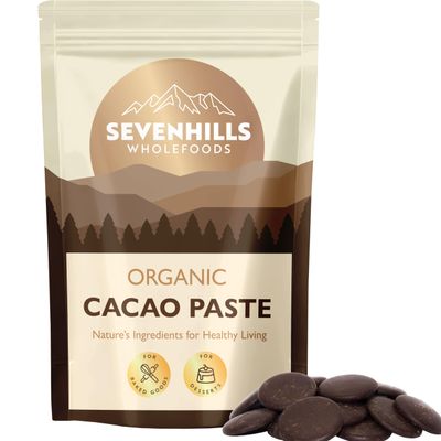 Sevenhills Wholefoods Organic Cacao Paste (Liquor, Mass) Wafers/Discs 500g for Hot Chocolate &amp; Baking, Unsweetened, Buttons, Drops
