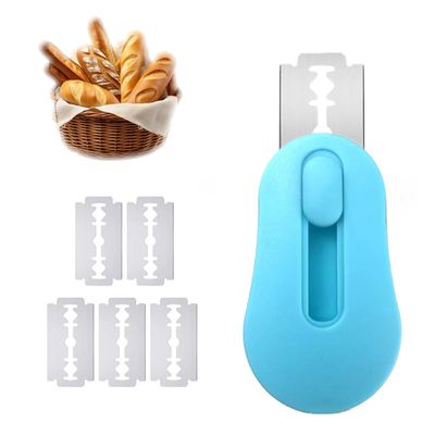 Magnetic Bread Scoring Tool, Sourdough Starter Kit with 5 Replaceable Blades Stainless for Sourdough Bread Baking Supplies Blue