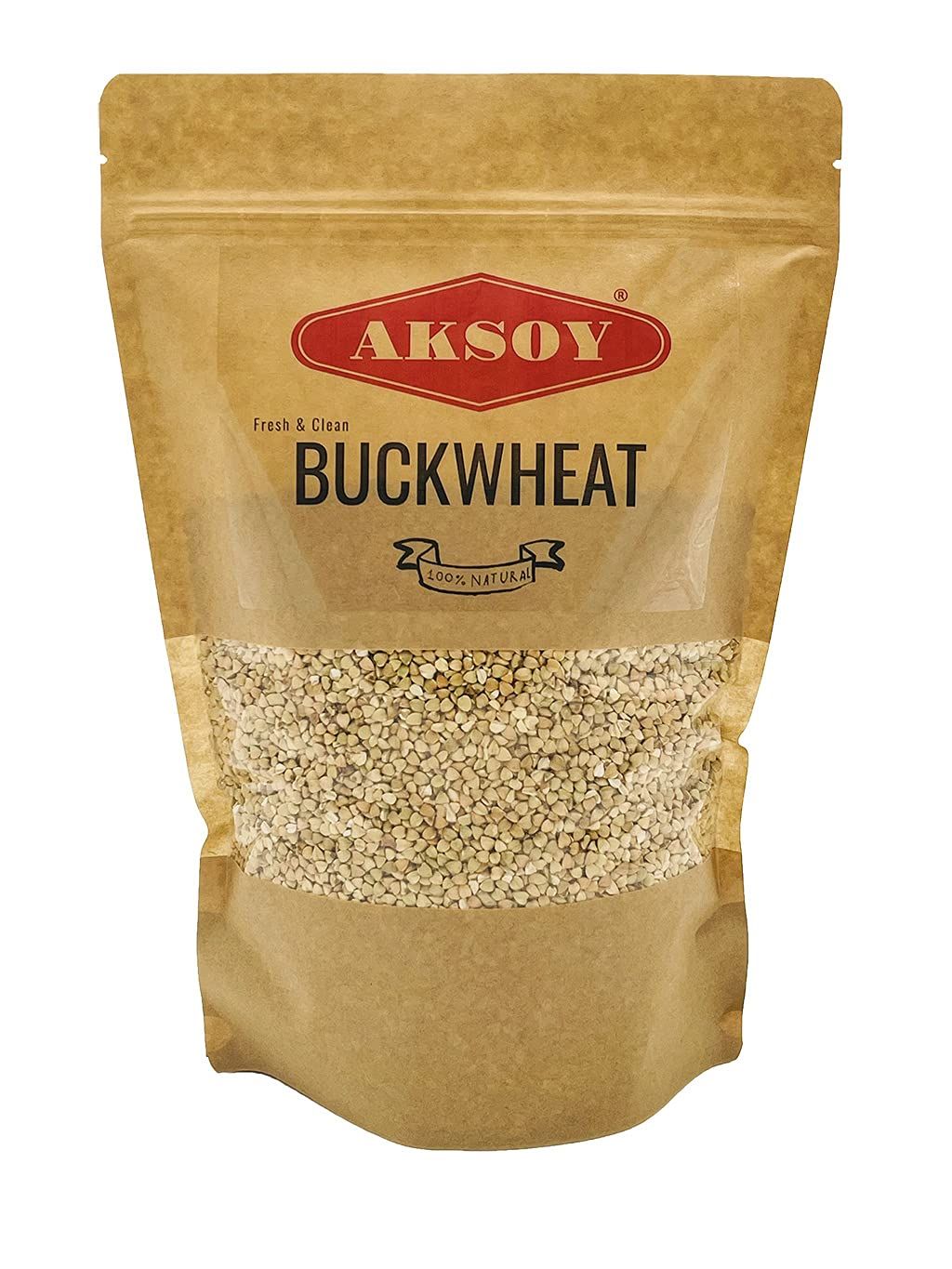 AKSOY Buckwheat 1,25KG Hulled Buckwheat Groats Raw, Whole, Vegan, Non-GMO, Use for Porridge, Granola Bars, Salads, as a Side Dish, and More (Packaging May Vary)