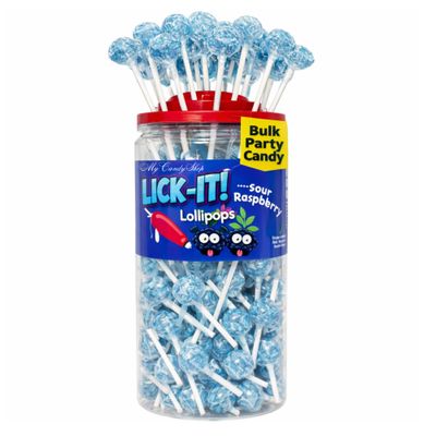 Tongue Painter Lollies x 150 - Blue Raspberry Lollipops - Individually Wrapped Blue Lollies Sour Sweets - Halal sour lollipops - Children's party sweets - Fun Novelty lolly pops