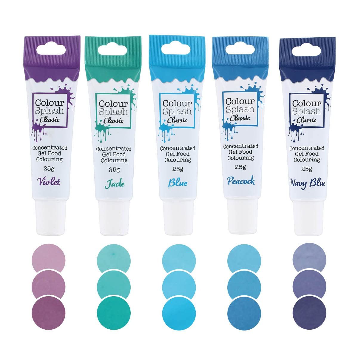 Colour Splash Food Colouring Gels, Blues 5 Pack, Highly Concentrated Gels, Easy to Use Squeezy Tubes, Transform Plain Cakes Into Bright, Eye-Catching Creations - Multipack
