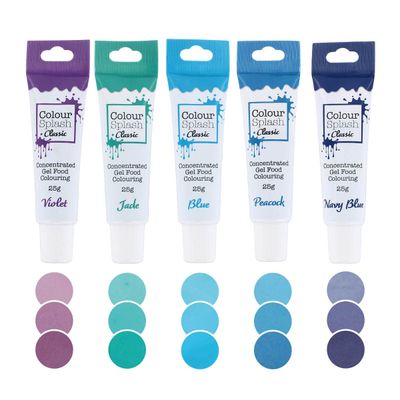 Colour Splash Food Colouring Gels, Blues 5 Pack, Highly Concentrated Gels, Easy to Use Squeezy Tubes, Transform Plain Cakes Into Bright, Eye-Catching Creations - Multipack
