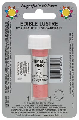 Sugarflair SHIMMER PINK Edible Lustre Dust Powder - Cake Decorating Shimmer - Add a Shimmering Sheen to Cake Decorations, Bakes, Icing, Pastes & Chocolate 2g