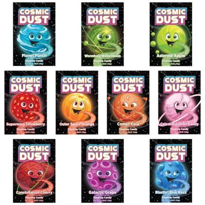 Cosmic Dust Popping Candy Mixed Flavours - 10 Packets of 10g - Fun and Exciting Popping Sensation - Great for Parties