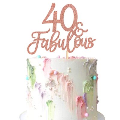 3Pcs 40 &amp; Fabulous Cake Toppers 40 and Fabulous Cake Toppers for Happy 40th Birthday Cheers to 40 Party Decorations 40 Anniversary Birthday Cake Decorations Supplies