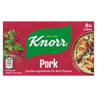 Knorr Pork Stock Cubes gluten-free to add a rich pork flavour to your dishes 8x 10 g