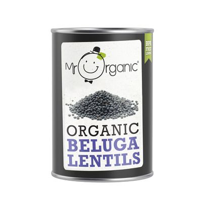 Mr Organic - Organic Beluga Lentils 400g - Non GMO &amp; Preservative Free - Vegan - for Home Cooking