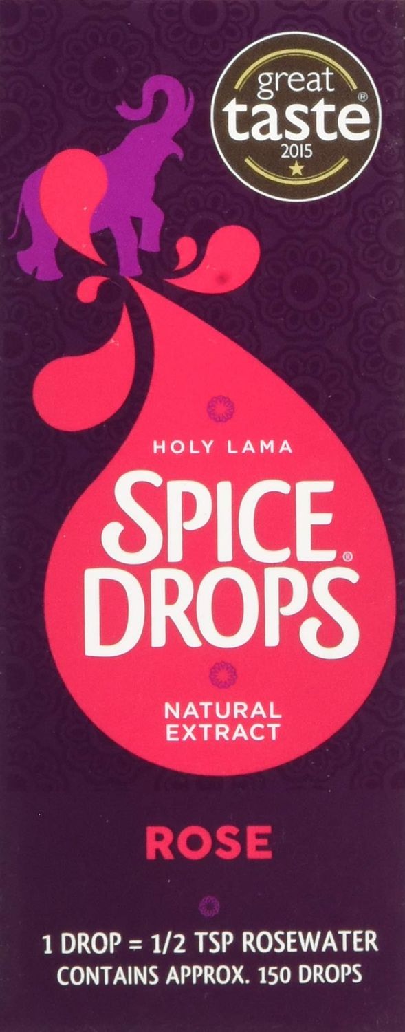 Holy Lama Spice Drops Rose Extract 5ml (150 Drops), Natural Rose Flavouring for Baking, Desserts &amp; Drinks, Alternative to Rose Water, Vegan, Gluten-Free, No Artificial Additives