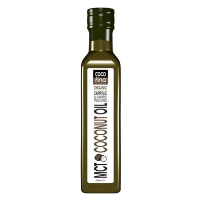 Cocofina Organic MCT Oil C8 C10 Liquid Coconut Oil for Keto Diets & Bulletproof coffee high octane Gluten Free Palm Oil Free GMO Free in Opaque Glass Bottle Kind on Tummy - 250ml