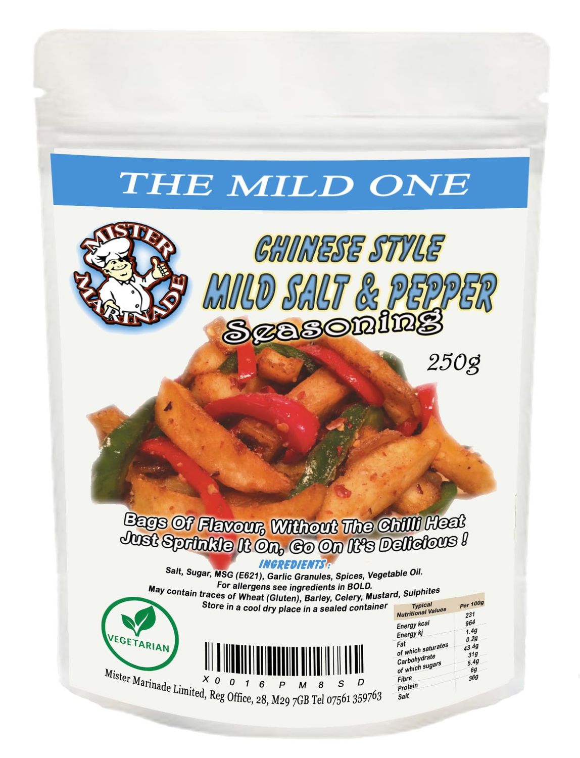 Mister Marinade Salt &amp; Pepper Seasoning (Mild Salt &amp; Pepper 250g Sachet) Perfect For Fakeaway Takeaway Nights In