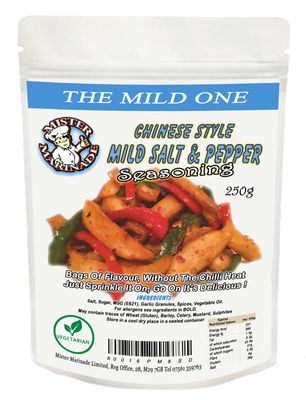 Mister Marinade Salt &amp; Pepper Seasoning (Mild Salt &amp; Pepper 250g Sachet) Perfect For Fakeaway Takeaway Nights In