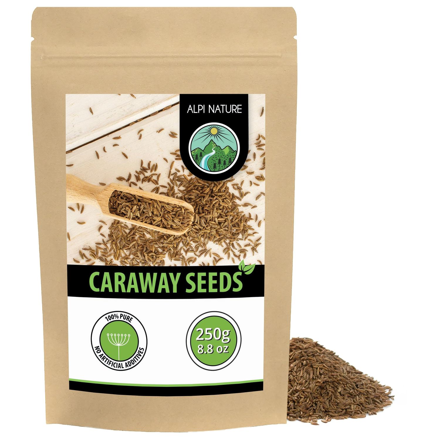 Alpi Nature Caraway Seeds 250g 8.8 oz, Whole Caraway Seeds for Cooking and Baking
