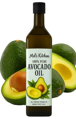 Mel's Kitchen 100% Pure Avocado Oil - 1 Litre in Glass Bottle Natural, Refined and Bottled in UK Good for Cooking, Drizzling &amp; Dipping