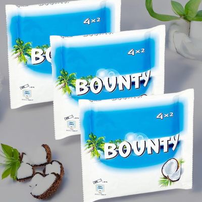 3 x 4Pack Boùnty Coconut Milk Chocolate Duo Bars 57G - Delight in smooth, creamy chocolate paired with rich, succulent coconut for an ideal blend of sweetness. (12 Individually Wrapped Bars)