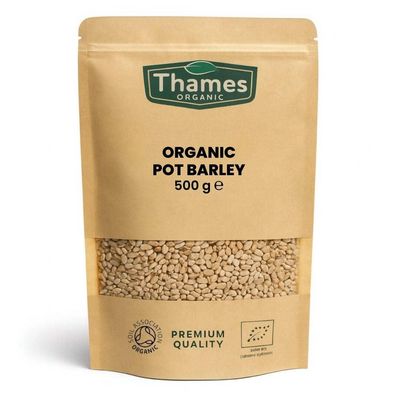 Organic Pot Barley-Certified Organic, Non-GMO, Vegan, No Additives, No Preservatives, Resealable Bag by Thames 500g