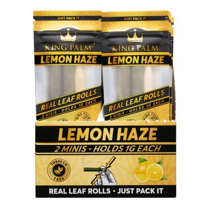 King Palm Lemon Haze 2 Flavoured Pre Rolls (Minis) Holds 1.g