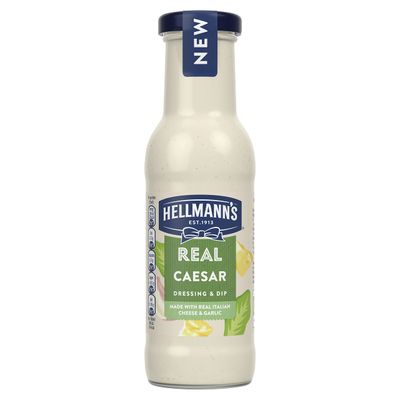 Hellmann's Real Caesar Salad Dressing & Dip vegetarian condiment free from artificial colours and flavours for salads, sandwiches, burgers and dips 250 ml Hellmann's Real Caesar Salad Dressing & Dip vegetarian condiment free from artificial colours and flavours for salads, sandwiches, burgers and dips 250 ml
