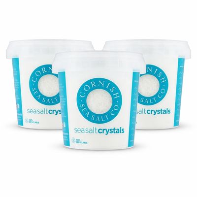 Natural Sea Salt Crystals - Multipack of 3 Jars (675g Total) Original Cut for Cooking &amp; Seasoning