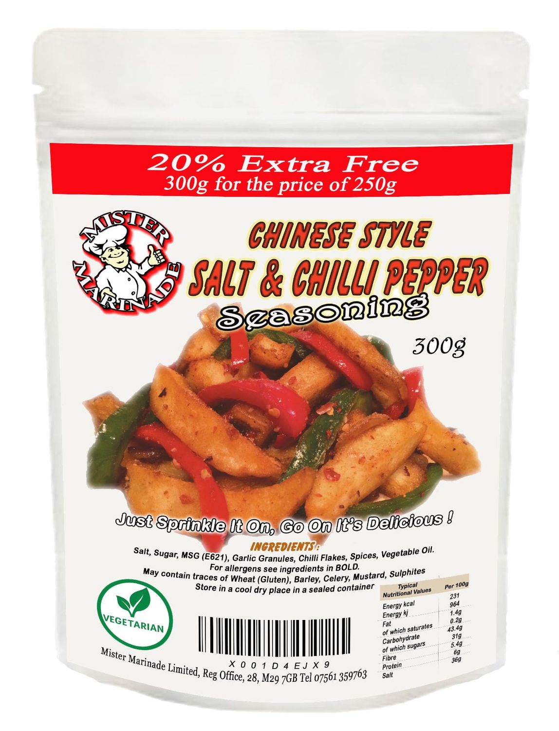 Mister Marinade Salt &amp; Pepper Seasoning 300g Sachet (20% Extra Free)