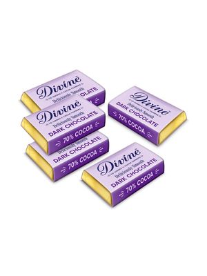 Divine 70% Dark Chocolate Mini Bars 100 x 4.2g - Fairtrade Dark Chocolate - Bite Size Treats - Ethical Premium Chocolate