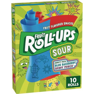 Fruit Roll Ups Sour Variety Pack Blue Razzberry &amp; Berry Punch I 10s 5oz (141g) I US Import