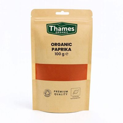 Organic Paprika-Certified Organic, Non-GMO, Vegan, No Additives, No Preservatives, Resealable Bag by Thames Organic 100g
