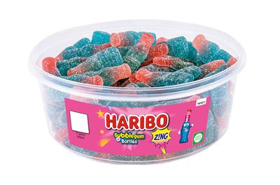 HARIBO Bubblegum Bottles Zng - 75 Pieces of Fruity Gummy Sweets - 638g Tub