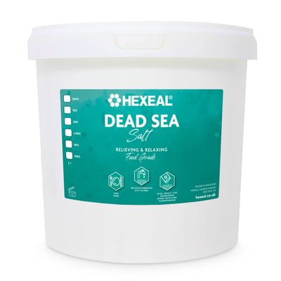 Hexeal Dead Sea Salt 5kg - 5kg Bucket of Food Grade Coarse Dead Sea Salt for Soothing Baths, Beauty & Cosmetics - 100% Natural Salts for Bathing & Relaxation