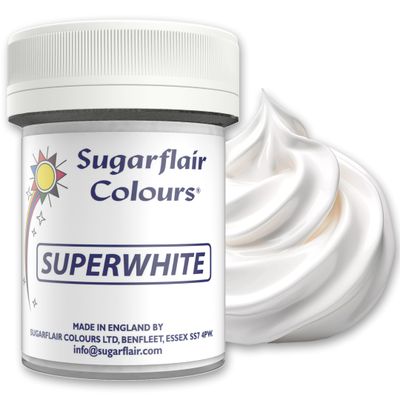 Sugarflair Superwhite Icing Whitener Food Colouring Powder For Whitening Buttercream, Sugar Paste, Royal Icing, Modelling Pastes, Chocolate and more - 20g