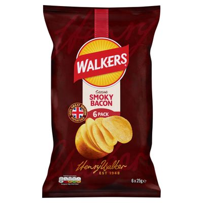 Walkers Smoky Bacon Multipack Crisps 6x25g