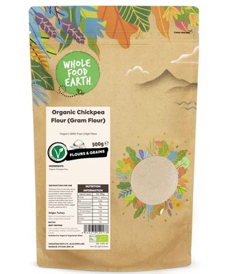 Wholefood Earth Organic Chickpea Flour (Gram Flour) - 500g Vegan GMO Free High Fibre Certified Organic