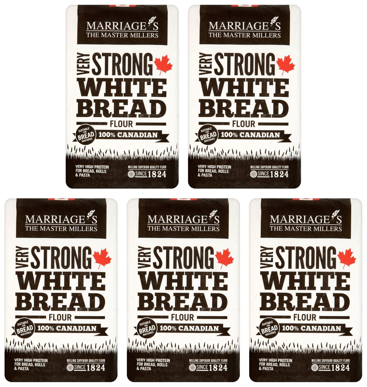 W &amp; H Marriage &amp; Son 100% Canadian Very Strong White Flour 1.5kg (Pack of 5)